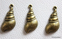 Thumbnail for 3 x Zinc Alloy Bronze Tone Sea Shell Charms Pendants 30mm x 15mm