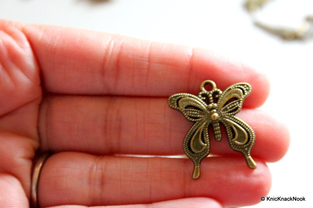 4 x Bronze Tone Butterfly Charms Collection