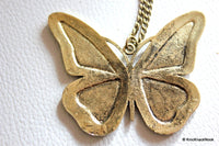 Thumbnail for 1 x Retro Bronze Tone White Butterfly Pendant 6cm x 5cm