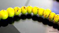 Thumbnail for Yellow Green Round Opaque Glass Beads with Colour dots 8mm