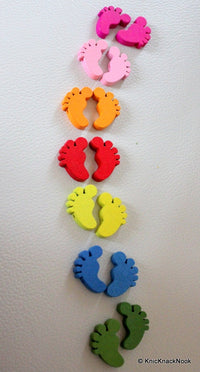 Thumbnail for 10 x Multicolor Wood Feet Beads 22mm x14 mmx5mm