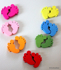 Thumbnail for 10 x Multicolor Wood Feet Beads 22mm x14 mmx5mm