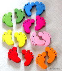 Thumbnail for 10 x Multicolor Wood Feet Beads 22mm x14 mmx5mm