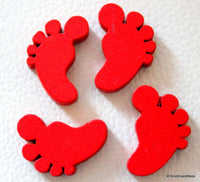 Thumbnail for 10 x Red Wood Feet Beads 22mm x 14 mm x 5mm