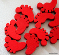 Thumbnail for 10 x Red Wood Feet Beads 22mm x 14 mm x 5mm