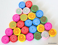 Thumbnail for 10 x Mixed Wood Beads With Spiral Designs 16mm