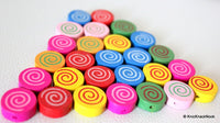 Thumbnail for 10 x Mixed Wood Beads With Spiral Designs 16mm