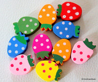 Thumbnail for 10 x Multicoloured Strawberry Shaped Wood Beads