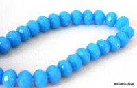 Thumbnail for 15 x Blue Faceted Opaque Glass Rondelle Beads 10mm