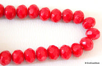 Thumbnail for 15 x Red Faceted Opaque Glass Rondelle Beads 10mm