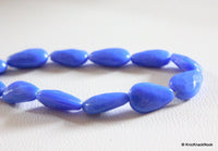 Thumbnail for 7 x Blue Faceted Opaque Glass Briolette Beads 20x12mm