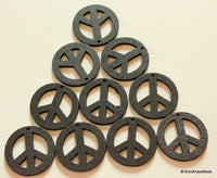 Thumbnail for 10 x Peace Shaped Black Colour Wood Beads 24mm