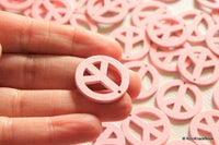 Thumbnail for 10 x Peace Shaped Pink Colour Wood Beads 24mm