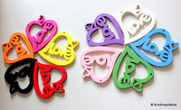 Thumbnail for 1 x Green Love Heart Wood Bead 70mm