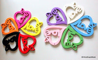Thumbnail for 1 x Blue Love Heart Wood Bead 70mm