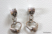 Thumbnail for Tibetan silver Heart with wing dangle Bead / Charm x 2