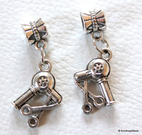 Thumbnail for Tibetan Silver Hair Dryer and Scissors Dangle Bead / Charm x 2
