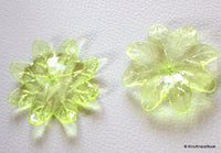 Thumbnail for 7 x Green Flower Transparent Acrylic Beads 3.8cmx3.5cm