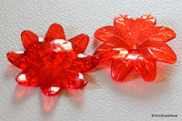 Thumbnail for 7 x Red Flower Transparent Acrylic Beads 3.8cm x 3.5cm