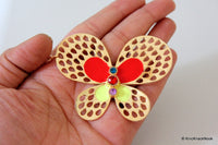 Thumbnail for Gold, Red and Green Butterfly Pendant Necklace