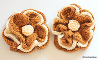Thumbnail for Brown and Beige Crochet Flower Applique x 1
