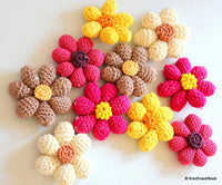 Thumbnail for Brown and Yellow Crochet Flower Appliqué x 2