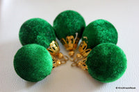 Thumbnail for Green And Gold Velvet Bead x 2