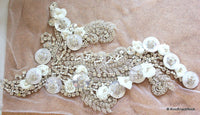 Thumbnail for Faux Swarovski Crystal, Pearl, Silver Beaded Applique Wedding Bridal Accessories