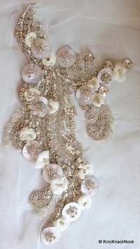 Thumbnail for Faux Swarovski Crystal, Pearl, Silver Beaded Applique Wedding Bridal Accessories