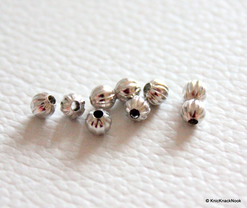100 x Metal Silver Tone Watermelon Spacers Beads 4mm