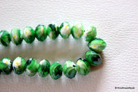 Thumbnail for Green Faceted Rondelle Millefiori Glass Beads 12mm