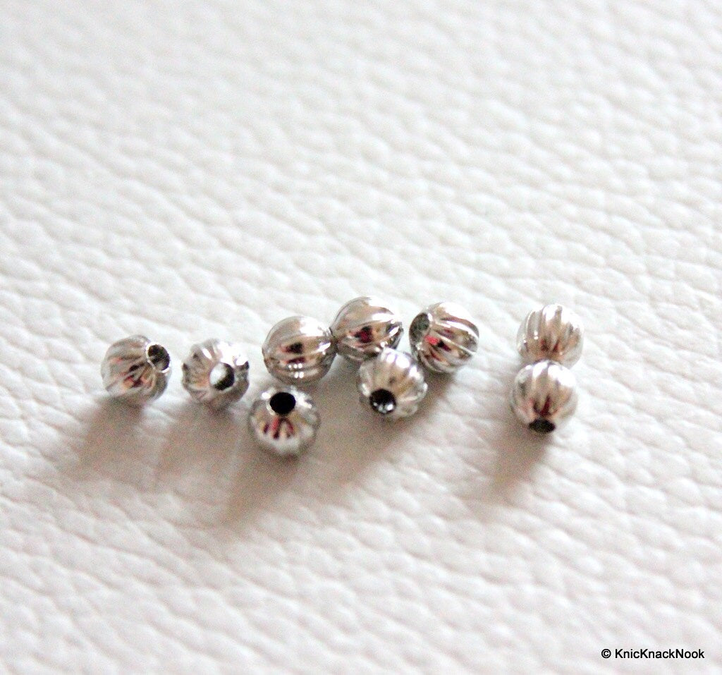 100 x Metal Silver Tone Watermelon Spacers Beads 4mm
