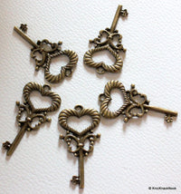 Thumbnail for 5 x Zinc Alloy Bronze Tone Key Pendants / Charms