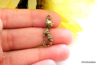 Thumbnail for 5 x Zinc Alloy Bronze Tone Cat Charms Pendants 25mm x 7mm