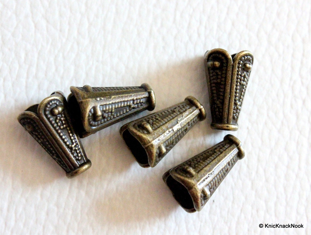 5 x Bronze Tone Conical Spacer Beads/Charms 7mmx12mm