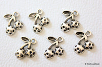 Thumbnail for 6 x Cherry Fruit Silver Tone Charms 15mmx14mm