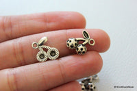 Thumbnail for 6 x Cherry Fruit Silver Tone Charms 15mmx14mm