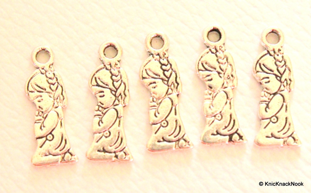 Girl Praying Silver Tone Charms x 5