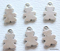 Thumbnail for 6 x Silver Tone Bear Charm Pendants 16mmx10mm