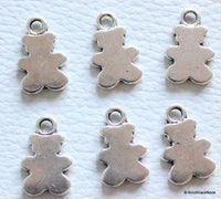 Thumbnail for 6 x Silver Tone Bear Charm Pendants 16mmx10mm