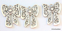 Thumbnail for 3 x Bow filigree huge Silver Tone Charms