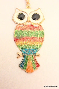 Thumbnail for Stunning Owl Gold and Multicoloured Large Pendant Necklace