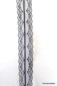 Thumbnail for Wholesale Black Embroidered Net Lace Trim Ribbon 45mm wide, Delicate Lace, Lingerie