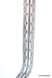 Thumbnail for Wholesale Black Embroidered Net Lace Trim Ribbon 45mm wide, Delicate Lace, Lingerie