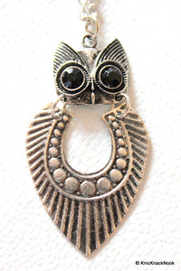 Thumbnail for Tribal Antique silver tone Owl Pendant Necklace