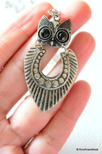Thumbnail for Tribal Antique silver tone Owl Pendant Necklace