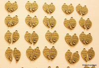 Thumbnail for 6 x Two pieces of a Heart 'Don't forget me', 'I want you' Bronze Tone Charms