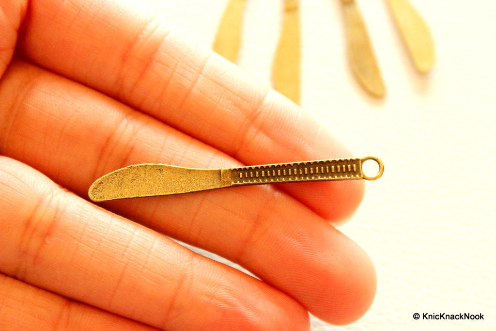 3 x Huge Bronze Tone Cutlery Charms Spoon, Knife and Fork