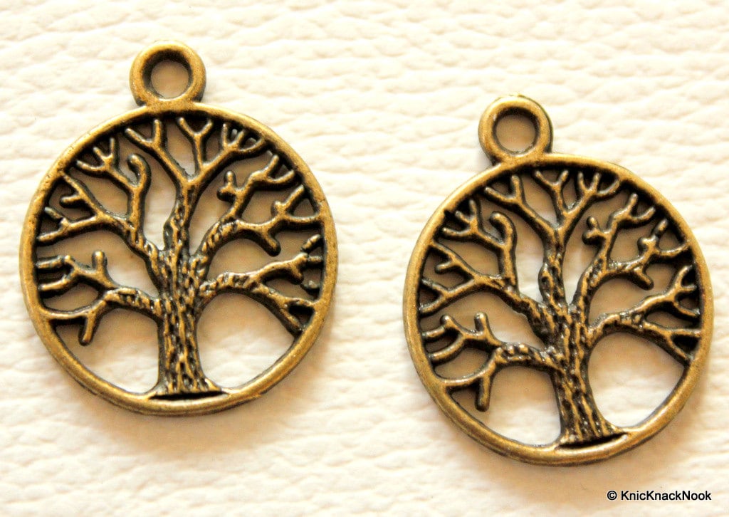 2 x Tree Pendant Bronze Tone Charms