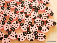 Thumbnail for Pink Ladybug Wood Beads x 10
